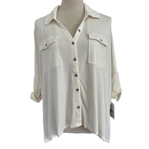 NWT We The Free Shirt Womens Size XS Andy Top In Milk Blossom Button Down Boho